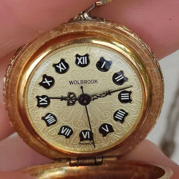 Vintage 12k GF Wolbrook France Pocket Watch Pendant Necklace - Picture 8 of 10